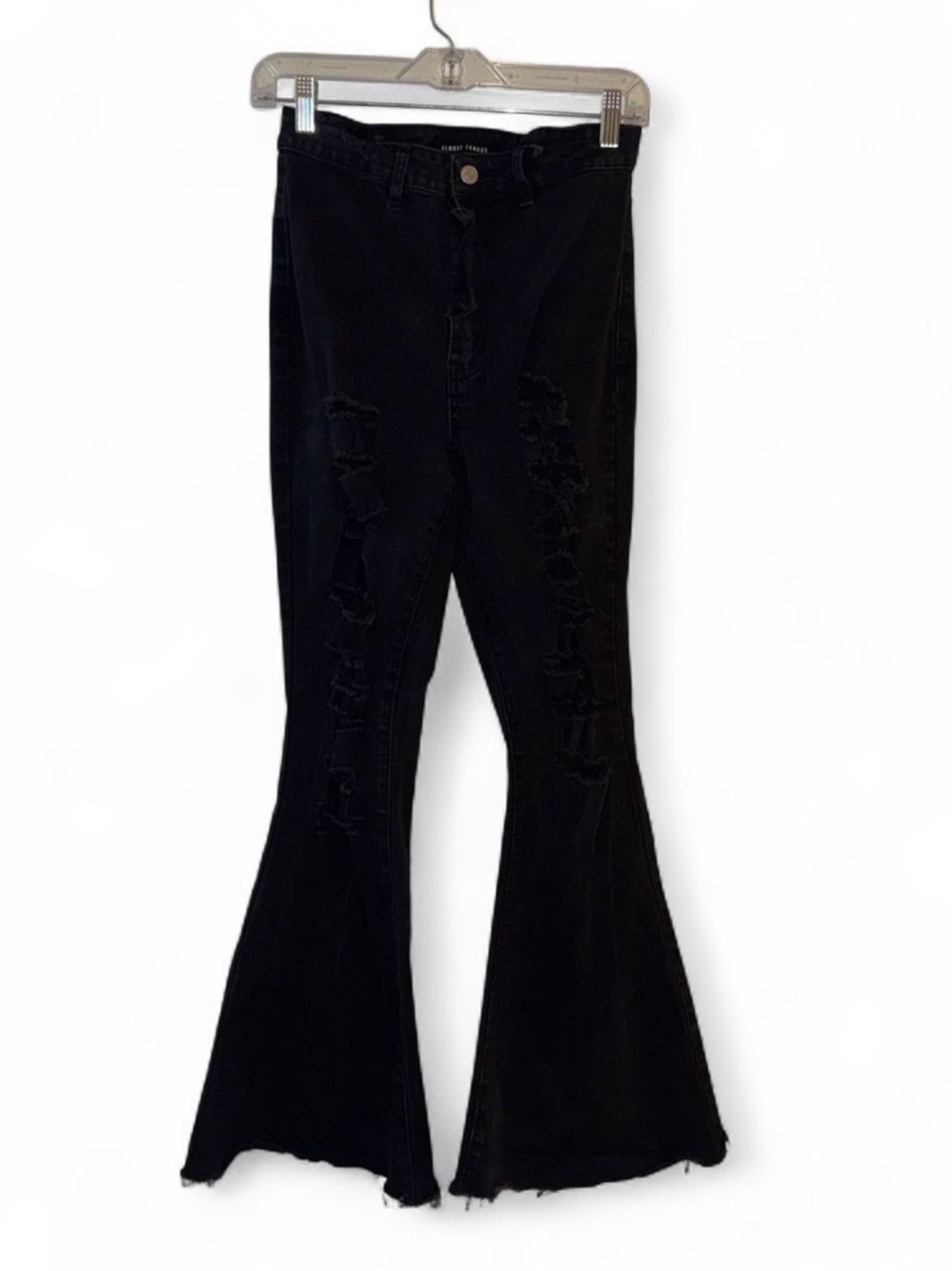 Y2K Vintage Black Distressed Wide Flare Jeans Size 11